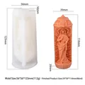 Silikonform für Jungfrau Maria Kerzen mit Abmessungen und fertiger Statue in Orange - Renaissance Engel GJ-037