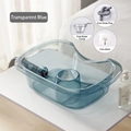 Translucent blue bed hair washing basin with drain pipe, water scoop and wall hook - Transparent Blue + Water Scoop + Hook