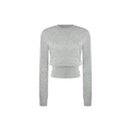 Slim fit grey long sleeve wool sweater with a cinched waist and button detail - XS / Gray