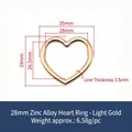 Accesorio de metal en forma de corazón de aleación de zinc oro claro con talla de 28mm - Oro Claro
