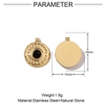 Diagramma dei parametri del ciondolo a cuore dorato da 18mm con pietra naturale nera - VG617-Pendaglio tondo trama sole pietra nera