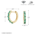 Detailed dimension guide for S925 sterling silver emerald zircon gold huggie hoop earrings - Gold/Emerald Green Zirconia