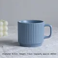 Light blue ceramic coffee mug with vertical stripes, matte finish and 260ml capacity - Fog Blue (Set of 6)