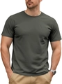 Men's dark gray short sleeve T-shirt in minimalist solid cotton fabric for summer casual wear - Dark Gray