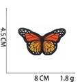 Detail of butterfly embroidery patch showing 8x4.5cm dimensions and 1.8g weight - No.9 Orange Yellow Butterfly