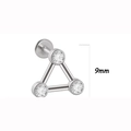 Silver stainless steel labret stud with triangle zircon cluster piercing jewelry 9mm - Nine-Millimeter Triangle Rhinestone Style (16 silver) / 1.2*8mm / Silver