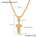 Gold letter T pendant necklace with zircon and Czech diamonds on a titanium steel chain - Letter T Necklace