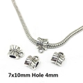 Antique silver 7x10mm bail bead with 4mm hole and radial pattern on snake chain - 8281-Silver Vertical Stripe
