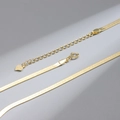 Polished S925 sterling silver golden herringbone snake chain necklace with lobster clasp - Gold Plated