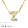 Custom Z initial necklace with cubic zirconia inlay on 14K gold stainless steel chain - Letter Z / Gold