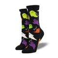 Halloween black crew socks with colorful ghosts and Boo pattern for men and women - Cute Ghost