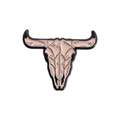 Pink bull skull enamel brooch with black outlines in Western gothic aesthetic style - Bull Skull Style (QHXZ561)