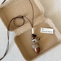 Handmade acorn pendant necklace with wooden beads on brown adjustable wax cord - Brown Acorn Style