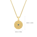 Collier pendentif rond doré avec texture d'art, pierre bleue et dimensions du pendentif - Pendentif Texture Or Fondu Artistique + Pierre Bleue Principale / Or + Bleu