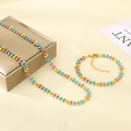 Dettaglio del set collana e bracciale spighe di grano in smalto colorato su scatola oro - Bracciale 18CM / Oro