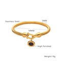 Vergoldetes Edelstahl-Armreif-Design mit schwarzem Anhänger und römischen Ziffern - Mit schwarzem römischen Ziffernanhänger / B207 Gold