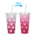 Bicchiere da 710ml con cuori che cambiano colore da bianco a rosa con il freddo - 24oz / Leopardo di San Valentino (Rosso)