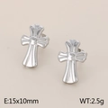 Sparkling cross stud earrings in stainless steel finish, size 15x10mm for women - Polished Cross Style / Silver