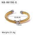 Detail view of two-tone braided cable cuff bracelet showing 6.4cm inner diameter size - Two-Tone Gold Silver Cable Style (NB-B6198-G) / 18K Gold