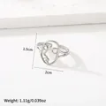 Adjustable silver minimalist face ring in hollowed-out art style, size 1.5cm by 2cm - 57-Abstract Face / Silver