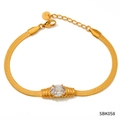 Pulsera de cadena de serpiente dorada con piedra de cristal ovalada y acero inoxidable - Estilo de Cadena de Serpiente con Circonita Ovalada (B058) / Dorado