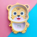 Cartoon yellow tiger bamboo fiber divided kids plate with Lovely Tiger print design - 056 Tiger Plate
