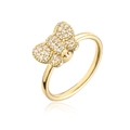 Eleganter Ring aus 18K vergoldetem Kupfer mit einem rotierenden Zirkon-Schmetterling - Einstellbar Offen / Gold