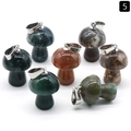 Set of 8 mini mushroom pendants made of various natural crystal stones with silver loops - Indian Agate (1pc)