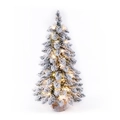 Mini flocked Christmas tree with warm LED lights and a rustic wooden base for tabletops - 75cm Bullet Flocked Tree (With Lights)
