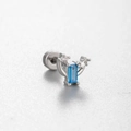 Titanstahl-Hantelohrring mit blauem rechteckigem Edelstein und Sterndetails - Rechteckiger Blauer Edelstein Stil (A139-3#)