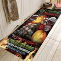 Close-up of Halloween runner rug featuring vintage pumpkin and skull horror poster design - 40x60cm / Halloween Retro Party Poster