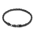 Bracelet torsadé en acier titane noir avec fermoir mousqueton sécurisé pour homme - 4mm / Noir / 20cm