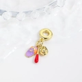 Golden pendant charms featuring purple slipper, red baseball bat and glove with enamel - Red Bat and Slipper Set (ZYN-DMK941G-2)