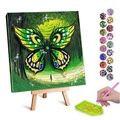 DIY diamond painting kit featuring a vibrant green butterfly design with wood easel - Green Phantom Butterfly (11) / 20x30cm