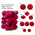 Set di 35 palline di Natale in velluto rosso vintage in varie forme e dimensioni - Borgogna