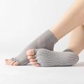 Grey open-toe yoga grip socks with non-slip silicone particles for professional traction - One Size / Open Toe-Solid Light Grey