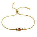 Bracciale a catena serpente in acciaio placcato oro 18K con zircone rosso rotondo - Oro-Zirconia Rosso Granato