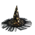 Hexenhut mit Perücke / Schwarz