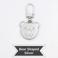 Universal silver bear head zipper pull replacement made of matte metal alloy - Bear Shape - Silver