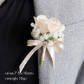 Elegant cream rose boutonniere with floral accents and rhinestones for wedding suits - Champagne