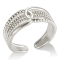 Minimalist silver V-shape layered open ring with small bead texture and polished finish - Style C Steel Color