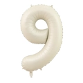 Creamy beige number 9 foil balloon for retro vintage party decorations - Number 9 / Cream