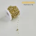 Chaîne de perles dorées de 10m sur bobine pour sapin de Noël et décoration de mariage - Chaîne de perles en fil de pêche doré 10m