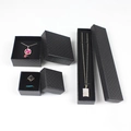 Three-piece black jewelry gift box set with elegant diamond embossing and foam inserts - Diamond Texture Black / 5X5X3cm