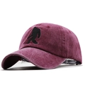 Vintage washed cotton baseball cap in burgundy with Bigfoot silhouette embroidery - Adjustable / Burgundy
