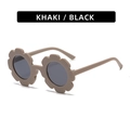 Kids flower-shaped sunglasses in khaki color with round grey lenses for boys and girls - Matte Coffee Frame Grey Lens