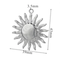 Silver stainless steel sun pendant featuring a multi-beam radial design and closed loop - Steel Color 24-Line Radiant Sun Style 1