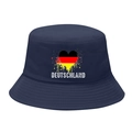 Classic navy blue bucket hat featuring a Germany flag heart and Deutschland typography - M / 9# Splatter Heart - Navy Blue