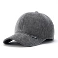 Men's grey corduroy baseball cap with fleece lining and ear flaps for winter warmth - Light Gray