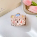 Polsino orsetto di peluche beige per lavare il viso in morbida flanella assorbente - Stile Orsetto con Cappello di Paglia Singolo (63#) / Kaki